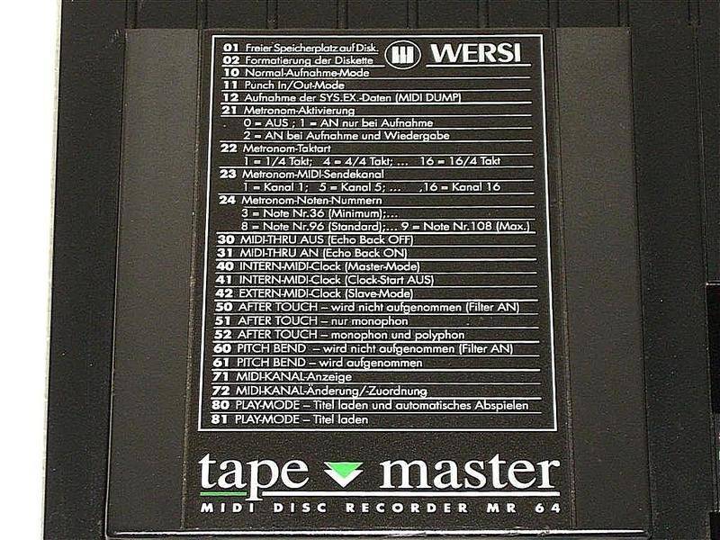 Te Koop Aangeboden Tweedehands Wersi Tapemaster Midi Disc Recorder MR64